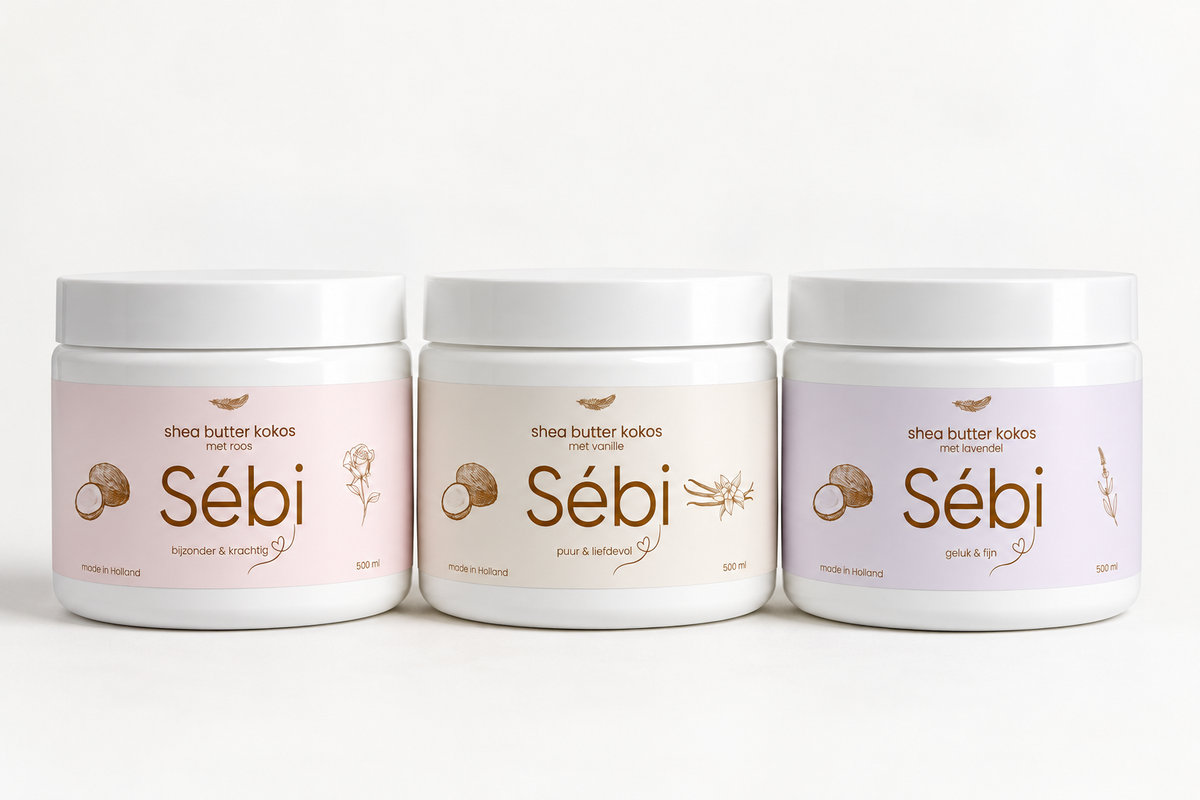 Sébi Verzorgingsset – Roos, Vanille & Lavendel met Kokosolie