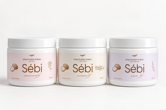 Sébi Verzorgingsset – Roos, Vanille & Lavendel met Kokosolie