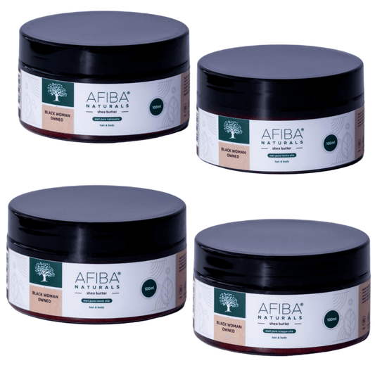 Skincare Basic Kit - 4 x 100 ml Shea Butter met pure Krappa, Neem, Kokos en Tonka Olie